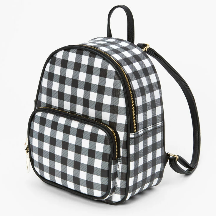 Budget ๐ Claire's Black & White Gingham Print Small ๐ Backpack ๐ 1 Budget ๐ Claire's Black & White Gingham Print Small ๐ Backpack ๐