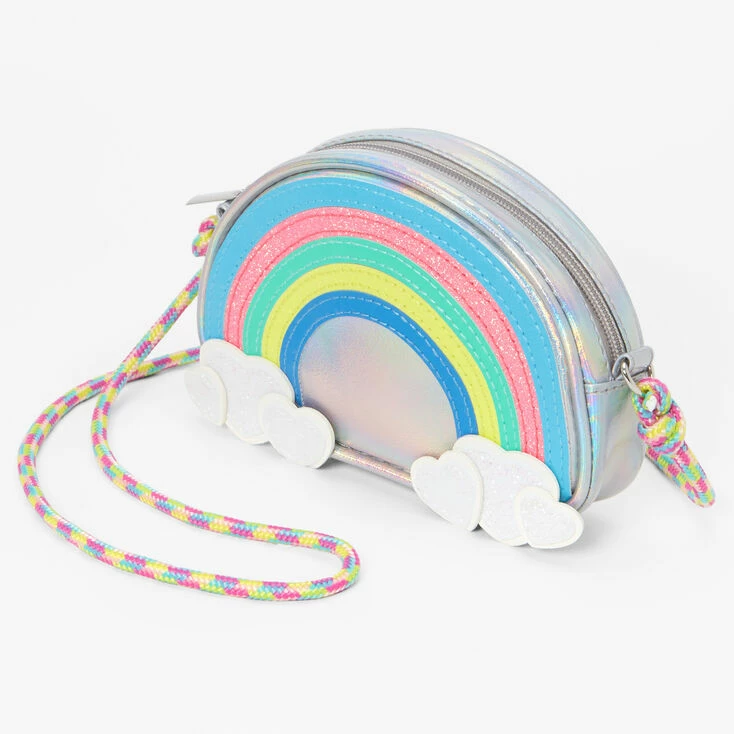 Best Sale 😉 Claire's Club Silver Holographic Rainbow Crossbody Bag ✨ 1 Best Sale 😉 Claire's Club Silver Holographic Rainbow Crossbody Bag ✨