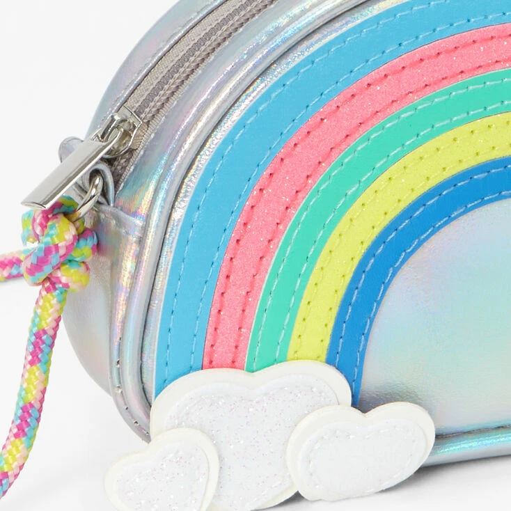 Best Sale 😉 Claire's Club Silver Holographic Rainbow Crossbody Bag ✨ 2 Best Sale 😉 Claire's Club Silver Holographic Rainbow Crossbody Bag ✨ - Image 2
