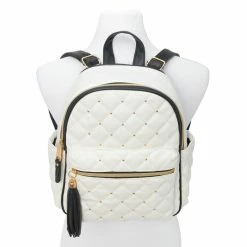 Cheap 👏 Claire's White Quilted Gold Studded Small 🎒 Backpack 👏 -Claire’s Shop 11798 3