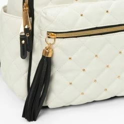 Cheap 👏 Claire's White Quilted Gold Studded Small 🎒 Backpack 👏 -Claire’s Shop 11798 4