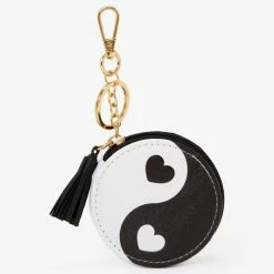 Deals ⌛ Claire's Yin Yang Round Coin Purse Keyring ✔️