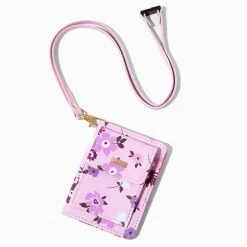 Outlet 🔔 Claire's Lavender Floral Wallet With Lanyard 🧨