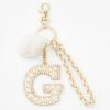 Top 10 🧨 Claire's Gold Bling Initial Pom Pom Keyring - White, G 🎉