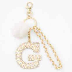 Top 10 🧨 Claire's Gold Bling Initial Pom Pom Keyring - White, G 🎉