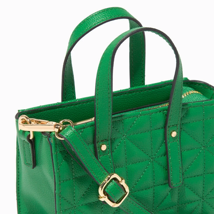 New π Claire's Green Quilted Mini Tote Crossbody Bag π 2 New π Claire's Green Quilted Mini Tote Crossbody Bag π - Image 2