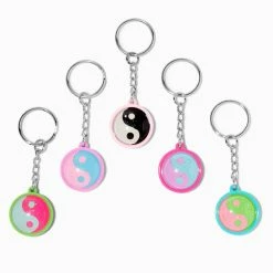 Discount 🛒 Claire's Yin Yang Best Friends Glitter Keychains - 5 Pack 🛒