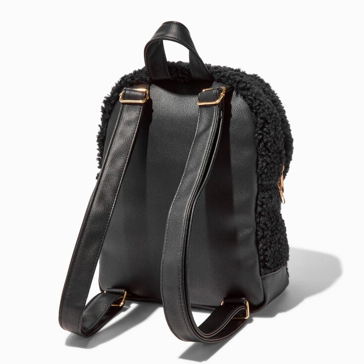 New ๐ฏ Claire's Black Sherpa & Gold Chain Medium ๐ Backpack ๐ 2 New ๐ฏ Claire's Black Sherpa & Gold Chain Medium ๐ Backpack ๐ - Image 2