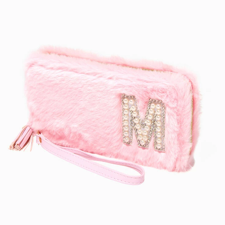 Hot Sale π Claire's Pink Furry Pearl Initial Wristlet Wallet - M 𧨠1 Hot Sale π Claire's Pink Furry Pearl Initial Wristlet Wallet - M π§¨