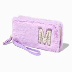 Buy π Claire's Lavender Furry Pearl Initial Wristlet Wallet - M βοΈ