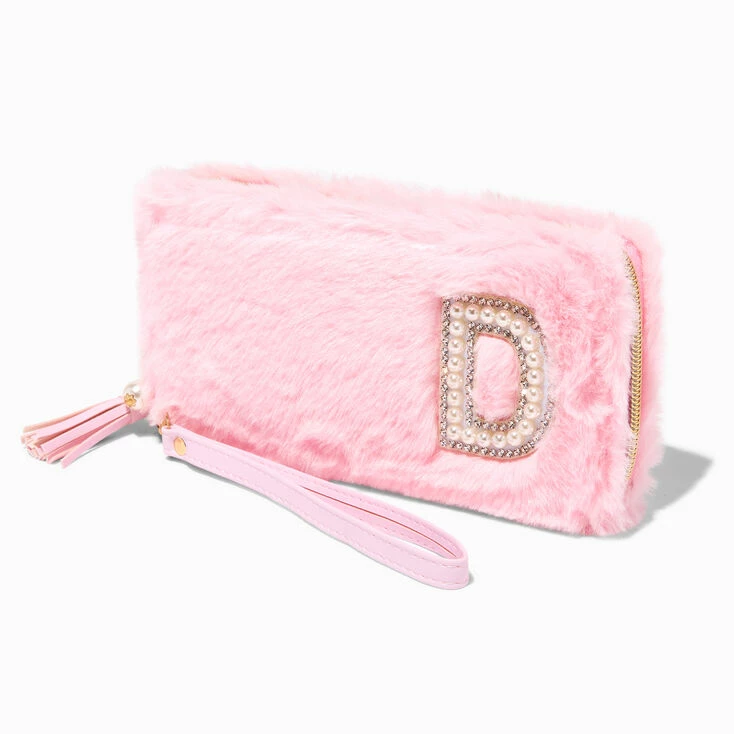 Promo π Claire's Pink Furry Pearl Initial Wristlet Wallet - D π 1 Promo π Claire's Pink Furry Pearl Initial Wristlet Wallet - D π