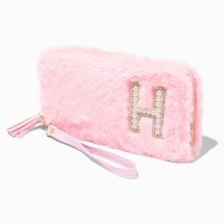 Best reviews of 🔥 Claire's Pink Furry Pearl Initial Wristlet Wallet - H 🌟