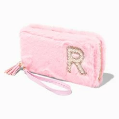 Wholesale 🤩 Claire's Pink Furry Pearl Initial Wristlet Wallet - R ✔️