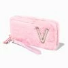 Budget 💯 Claire's Pink Furry Pearl Initial Wristlet Wallet - V ✨