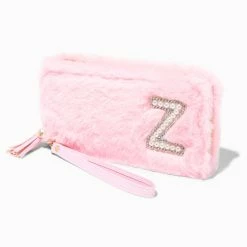 Budget 😀 Claire's Pink Furry Pearl Initial Wristlet Wallet - Z 💯