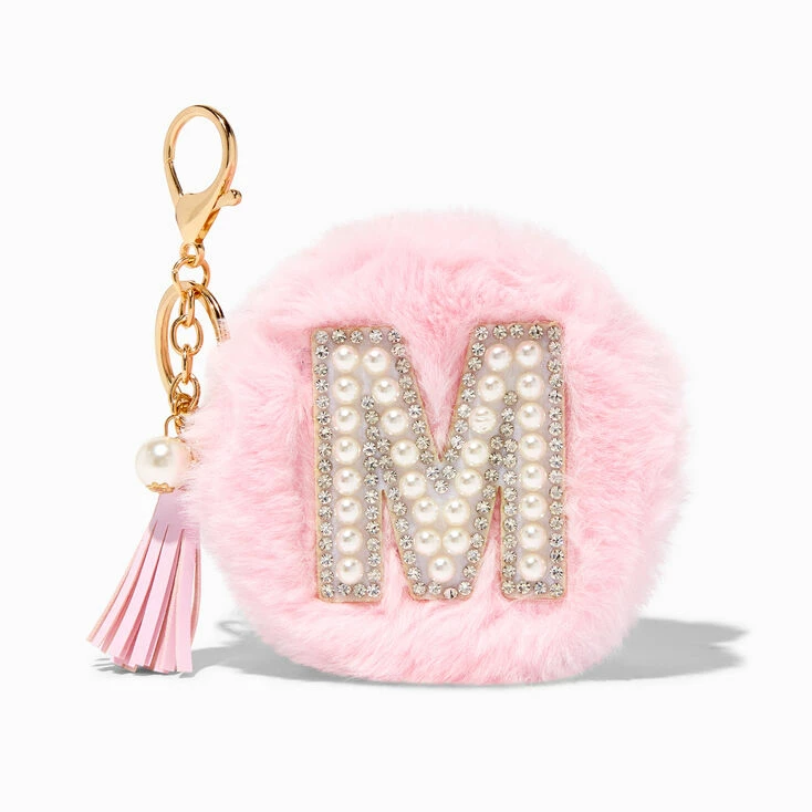 Cheapest ⭐ Claire's Pink Furry Pearl Initial Coin Purse Keyring - M ✔️ 1 Cheapest ⭐ Claire's Pink Furry Pearl Initial Coin Purse Keyring - M ✔️