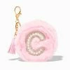 Discount 😍 Claire's Pink Furry Pearl Initial Coin Purse Keyring - C ⌛