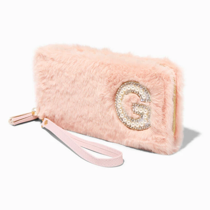 Budget 💯 Claire's Blush Pink Furry Pearl Initial Wristlet Wallet - G ❤️ 1 Budget 💯 Claire's Blush Pink Furry Pearl Initial Wristlet Wallet - G ❤️