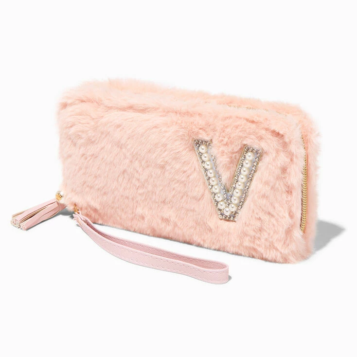 Cheapest π Claire's Blush Pink Furry Pearl Initial Wristlet Wallet - V π₯ 1 Cheapest π Claire's Blush Pink Furry Pearl Initial Wristlet Wallet - V π₯