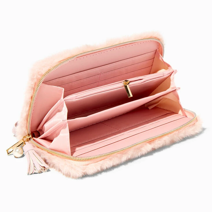 Promo π Claire's Blush Pink Furry Pearl Initial Wristlet Wallet - A π 2 Promo π Claire's Blush Pink Furry Pearl Initial Wristlet Wallet - A π - Image 2