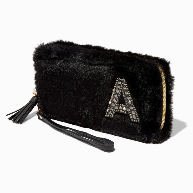 Hot Sale π Claire's Black Furry Pearl Initial Wristlet Wallet - A β¨ 1 Hot Sale π Claire's Black Furry Pearl Initial Wristlet Wallet - A β¨