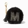 Hot Sale 🛒 Claire's Black Furry Pearl Initial Coin Purse Keychain - M 😉