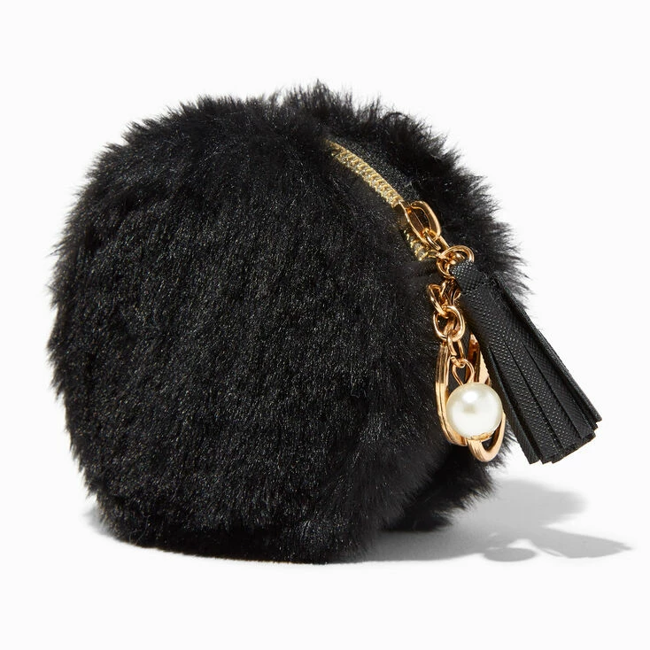 New π Claire's Black Furry Pearl Initial Coin Purse Keychain - K π 2 New π Claire's Black Furry Pearl Initial Coin Purse Keychain - K π - Image 2