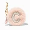 Deals 👍 Claire's Blush Pink Furry Pearl Initial Coin Purse Keyring - C 💯