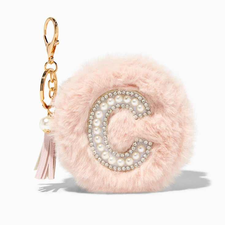 Deals π Claire's Blush Pink Furry Pearl Initial Coin Purse Keyring - C π― 1 Deals π Claire's Blush Pink Furry Pearl Initial Coin Purse Keyring - C π―