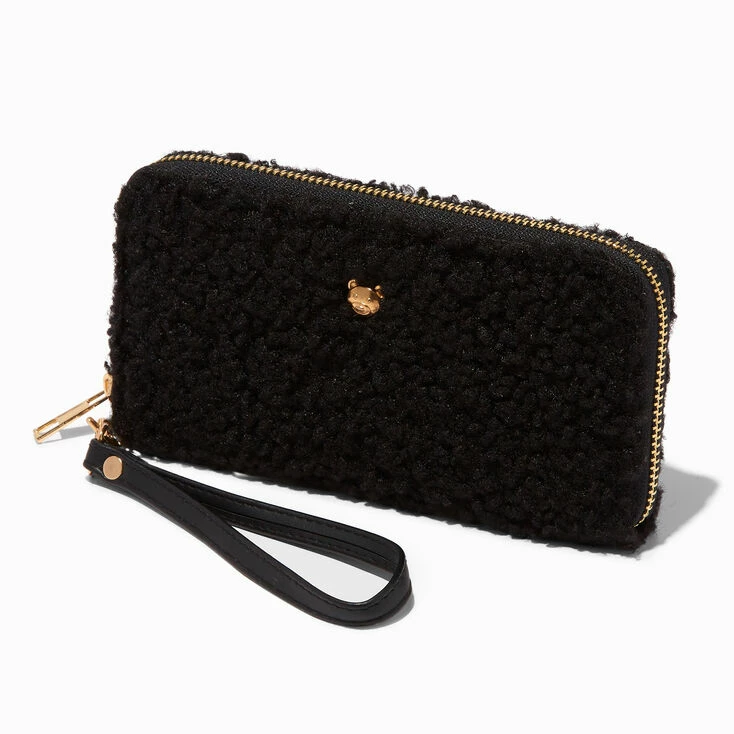 Brand new ✨ Claire's Golden Bear Black Sherpa Wristlet ⌛ 1 Brand new ✨ Claire's Golden Bear Black Sherpa Wristlet ⌛