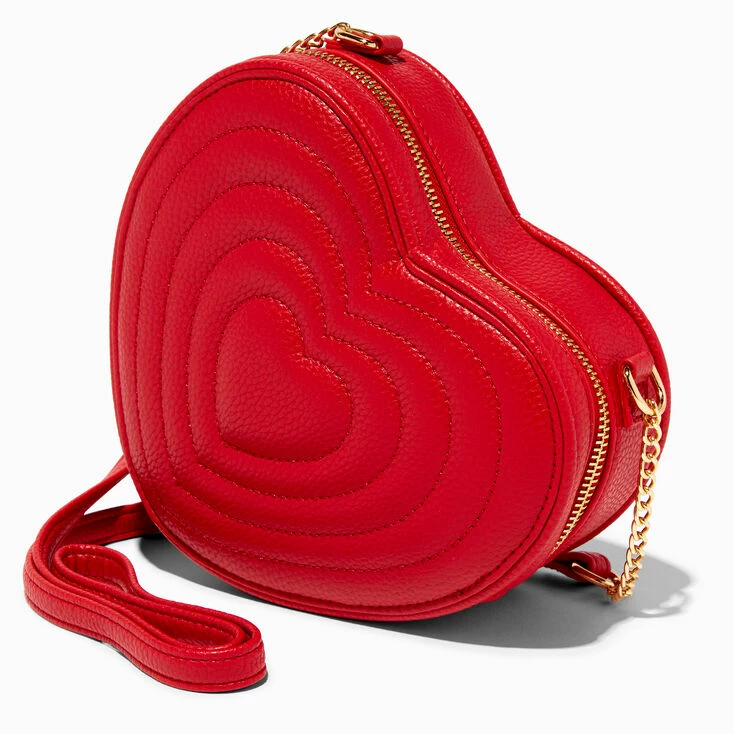 Best Pirce ⭐ Claire's Quilted Red Heart Crossbody Bag 🥰 1 Best Pirce ⭐ Claire's Quilted Red Heart Crossbody Bag 🥰