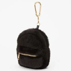 Cheap 🛒 Claire's Fuzzy Mini 🎒 Backpack Keychain - Black ❤️