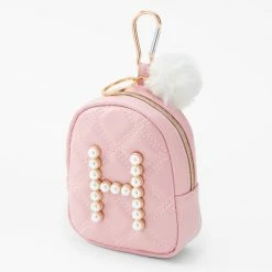 Front Page 47 Deals 😍 Claire's Initial Pearl Mini 🎒 Backpack Keyring - Blush Pink, H 😍