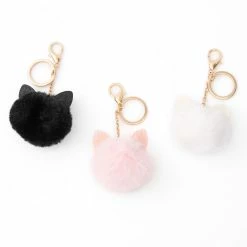 Best deal ❤️ Claire's Gold Pom Pom Cat Keyrings - 3 Pack ❤️