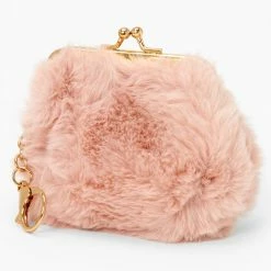 Wholesale 🔥 Claire's Furry Mini Coin Pouch - Blush Pink 🧨