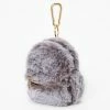 Deals 👍 Claire's Furry Mini 🎒 Backpack Keyring - Grey 😉