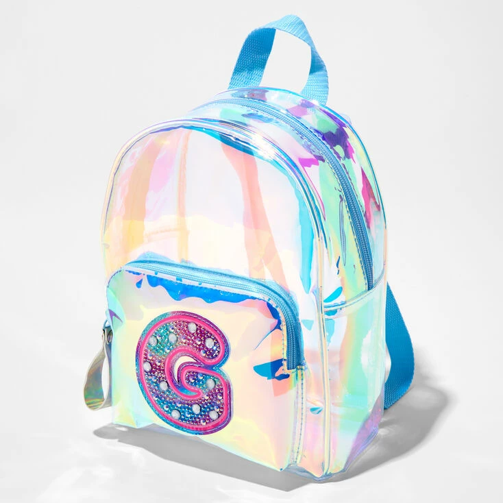 Outlet 𧨠Claire's Holographic Initial Mini π Backpack - G π 1 Outlet 𧨠Claire's Holographic Initial Mini π Backpack - G π