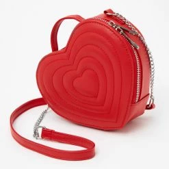 New ✔️ Claire's Quilted Heart Crossbody Bag - Red 🎁