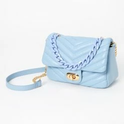 Top 10 💯 Claire's Light Blue Quilted Chainlink PVC Crossbody Bag 🎉