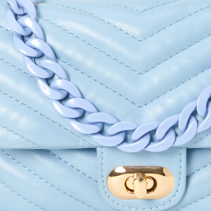 Top 10 💯 Claire's Light Blue Quilted Chainlink PVC Crossbody Bag 🎉 2 Top 10 💯 Claire's Light Blue Quilted Chainlink PVC Crossbody Bag 🎉 - Image 2