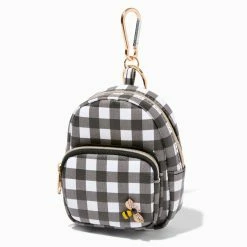 Outlet ✨ Claire's Bumblebee Black Gingham Mini 🎒 Backpack Keyring 😍