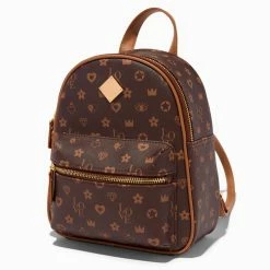 Best Pirce 👍 Claire's Brown Status Icons Small 🎒 Backpack 👍