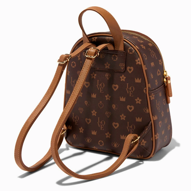 Best Pirce π Claire's Brown Status Icons Small π Backpack π 2 Best Pirce π Claire's Brown Status Icons Small π Backpack π - Image 2