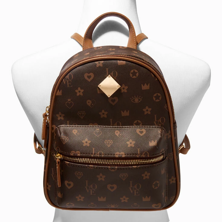 Best Pirce π Claire's Brown Status Icons Small π Backpack π 3 Best Pirce π Claire's Brown Status Icons Small π Backpack π - Image 3