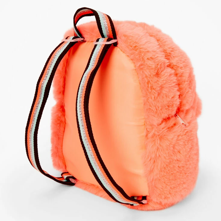 Best Sale โ๏ธ Claire's Coral Furry ๐ Backpack ๐ 2 Best Sale โ๏ธ Claire's Coral Furry ๐ Backpack ๐ - Image 2