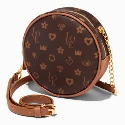 Best deal 🥰 Claire's Brown Status Icons Round Crossbody Bag ✨