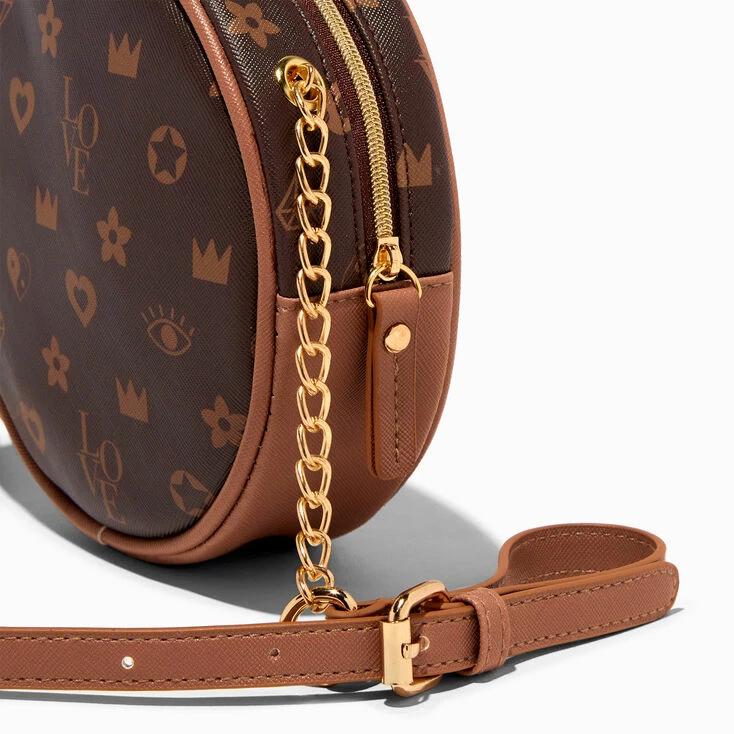 Best deal 🥰 Claire's Brown Status Icons Round Crossbody Bag ✨ 2 Best deal 🥰 Claire's Brown Status Icons Round Crossbody Bag ✨ - Image 2