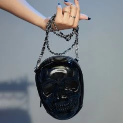 Cheap ⭐ Claire's Black Skull Chain Crossbody Bag 🔥